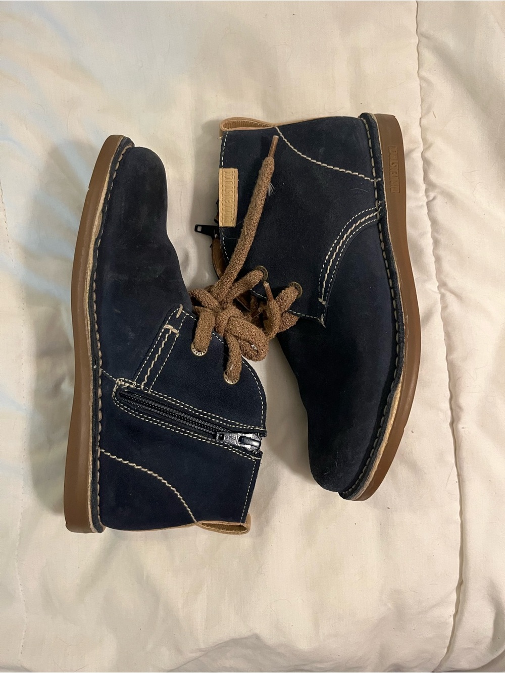 Birkenstock Youth Navy Suede Chukka Boots with Brown Accents - Picture 2 of 5